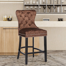 Load image into Gallery viewer, Vintage Buttoned Studded Counter Seat Crushed Velvet Bar Stools