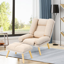 Load image into Gallery viewer, Lounge Recliner Chair And Footstool, Beige