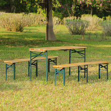 Load image into Gallery viewer, Set of 3 Garden Folding Wooden Bench Table Chairs Set
