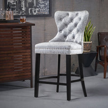 Load image into Gallery viewer, Vintage Buttoned Studded Counter Seat Crushed Velvet Bar Stools