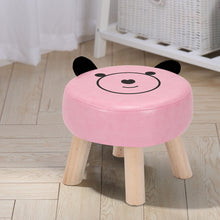 Load image into Gallery viewer, PU Leather Footstool Cartoon Pattern Round Pouffe Children Seat