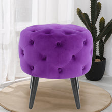 Load image into Gallery viewer, Round Velvet Buttoned Footstool