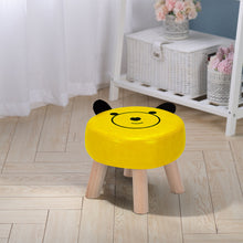 Load image into Gallery viewer, PU Leather Footstool Cartoon Pattern Round Pouffe Children Seat