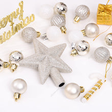 Load image into Gallery viewer, Livingandhome 30 Pieces Shatterproof Christmas Tree Ornament Set Xmas Bauble and Snowflake Tree Topper, CD0344