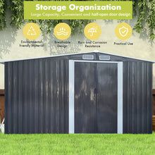 Load image into Gallery viewer, 8ft x 4ft Grey Garden Metal Storage Shed With Log Wood Store Room Space