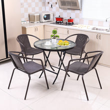 Load image into Gallery viewer, Outdoor Metal Coffee Dining Set, Brown Table + 4 Chairs