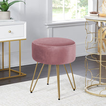Load image into Gallery viewer, Soft Velvet Round Dressing Table Stool with Wire Legs