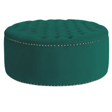 Load image into Gallery viewer, Round Frosted Velvet Ottoman Footstool