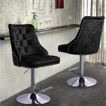 Load image into Gallery viewer, Height Adjustable Swivel Velvet Bar Stool - Grey and Black