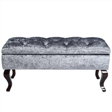Load image into Gallery viewer, Curshed Velvet Storage Box Unit Bench Grey