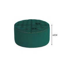 Load image into Gallery viewer, Round Frosted Velvet Ottoman Footstool