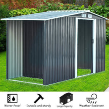 Load image into Gallery viewer, 8ft x 4ft Grey Garden Metal Storage Shed With Log Wood Store Room Space