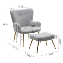 Load image into Gallery viewer, Classic Smiley Lounge Armchair and Footstool, Light Grey