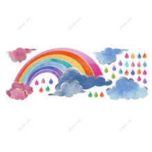 Load image into Gallery viewer, Kids Wall Stickers, Raindrops Rainbow, Watercolor for Nursery, Playroom