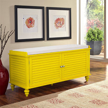 Load image into Gallery viewer, Window Bench Shoes Cabinet Storage Rack with Seat Cushion, Yellow