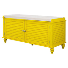 Load image into Gallery viewer, Window Bench Shoes Cabinet Storage Rack with Seat Cushion, Yellow