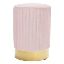 Load image into Gallery viewer, Round Gold Pouffe Dressing Footstool