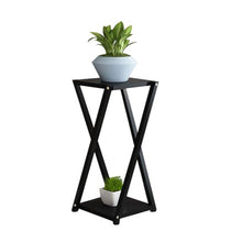 Load image into Gallery viewer, 2 Tier Black Metal Plant Stand for Garden Corner Display