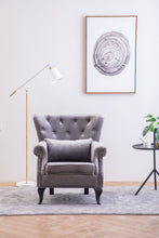 Load image into Gallery viewer, Fabric Linen Upholstered Armchair Accent Chair Grey
