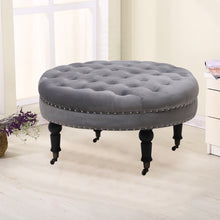 Load image into Gallery viewer, 85CM Buttoned Footstool with 4 Casters