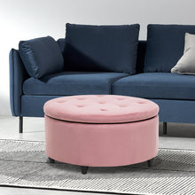 Load image into Gallery viewer, 80CM Round Velvet Storage Footstool, Pink