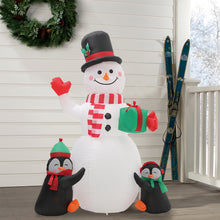 Load image into Gallery viewer, Inflatable Penguin Snowman Air Blown with Rotatable LED RGB Lamp Outdoor Decor