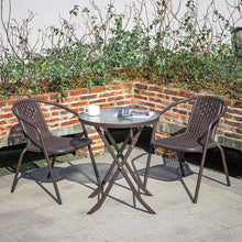 Load image into Gallery viewer, Outdoor Metal Coffee Dining Set, Brown Table + 4 Chairs