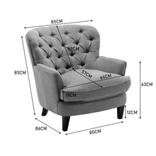 Load image into Gallery viewer, Classic Linen Armchair with Wooden Legs