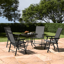 Load image into Gallery viewer, Garden Round Table With Umbrella Hole With 4 Chairs