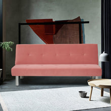 Load image into Gallery viewer, Velvet Simple 2 Seater Sofa Bed, Pink