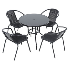 Load image into Gallery viewer, Garden Round Table With Umbrella Hole With 4 Chairs