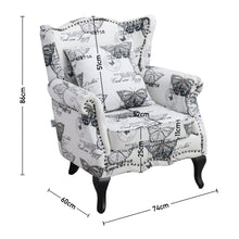 Load image into Gallery viewer, Livingandhome Retro Butterfly Wingback Studded Armchair, JM2155