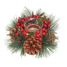 Load image into Gallery viewer, Christmas Rustic Handmade Candle Holder Pine Cone Berries Xmas Decor