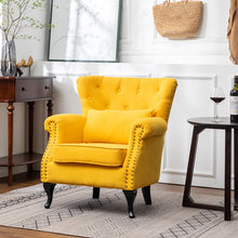 Load image into Gallery viewer, Modern Linen Armchair Upholstered Accent Chair Yellow