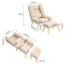 Load image into Gallery viewer, Lounge Recliner Chair And Footstool, Beige