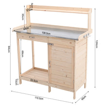 Load image into Gallery viewer, Garden Wooden Potting Plant Work Station Workbench With Cabinet
