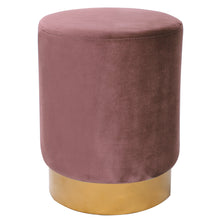Load image into Gallery viewer, Round Velvet Dressing Footstool with Gold-Plated Bottom
