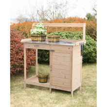 Load image into Gallery viewer, Garden Wooden Potting Plant Work Station Workbench With Cabinet