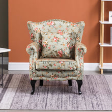 Load image into Gallery viewer, Floral Wingback Armchair With Cushion