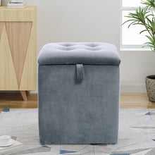 Load image into Gallery viewer, Grey Velvet Padded Dressing Table Stool with Storage