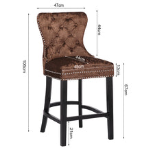Load image into Gallery viewer, Vintage Buttoned Studded Counter Seat Crushed Velvet Bar Stools