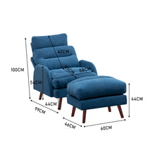 Load image into Gallery viewer, Modern Leisure Arm Chair with Footstool Metal Legs