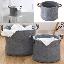 Load image into Gallery viewer, Round Felt Laundry Basket Clothes Storage Organizer Bin