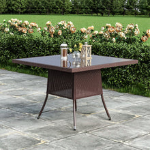 Load image into Gallery viewer, Garden Dining Table Rattan Bistro Table &amp; Parasol Hole Garden Dining Tables Living and Home Square Brown 
