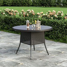 Load image into Gallery viewer, Garden Dining Table Rattan Bistro Table &amp; Parasol Hole Garden Dining Tables Living and Home Round Black 
