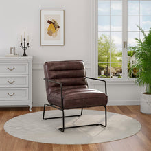 Load image into Gallery viewer, Retro Style PU leather Upholstered Armchair Metal Base Lounge Chair Lounge Chairs Living and Home 
