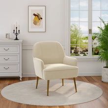 Load image into Gallery viewer, Leisure Velvet Armchair with Gold-plated Metal Legs Other Occasional Chairs Living and Home Creamy White 
