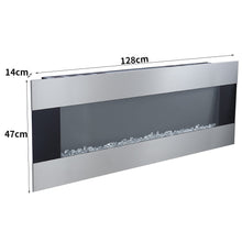 Load image into Gallery viewer, 50/60 Inch Silver Electric Fireplace Crystal Accents 6 Flame Colour Heater Wall Mounted Fireplaces Wall Mounted Fireplaces Living and Home 
