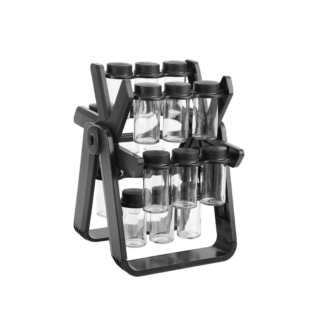 Livingandhome Ferris Wheel Spice Rack with 18 Glass Spice Jars, WM0216