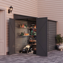 Load image into Gallery viewer, 9ft Lockable Steel Garden Bike Storage Shed Grey 
